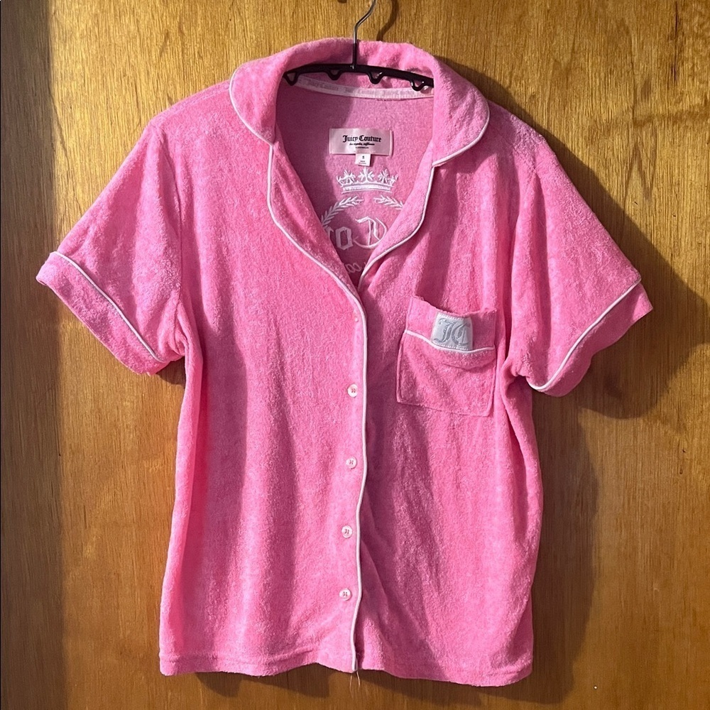 Juicy Couture Pink Terry Cloth Pajama Top Size Small